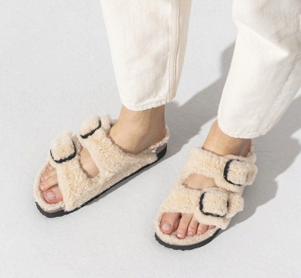 PAPILLIO by BIRKENSTOCK  Arizona big buckle fur shearling sandals eur 39 new